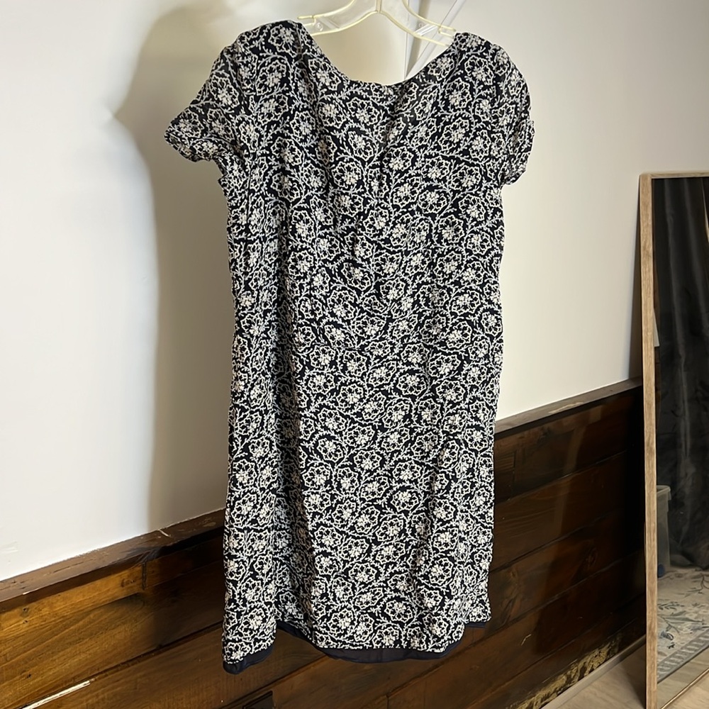 Vintage DKNY Navy Blue and White Patterned Dress- 12 - Picture 2 of 5